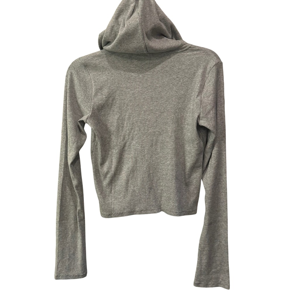 NEW Skims L Cotton Rib Zip Up Hoodie Light Heather Grey Womens NWT - Picture 8 of 8